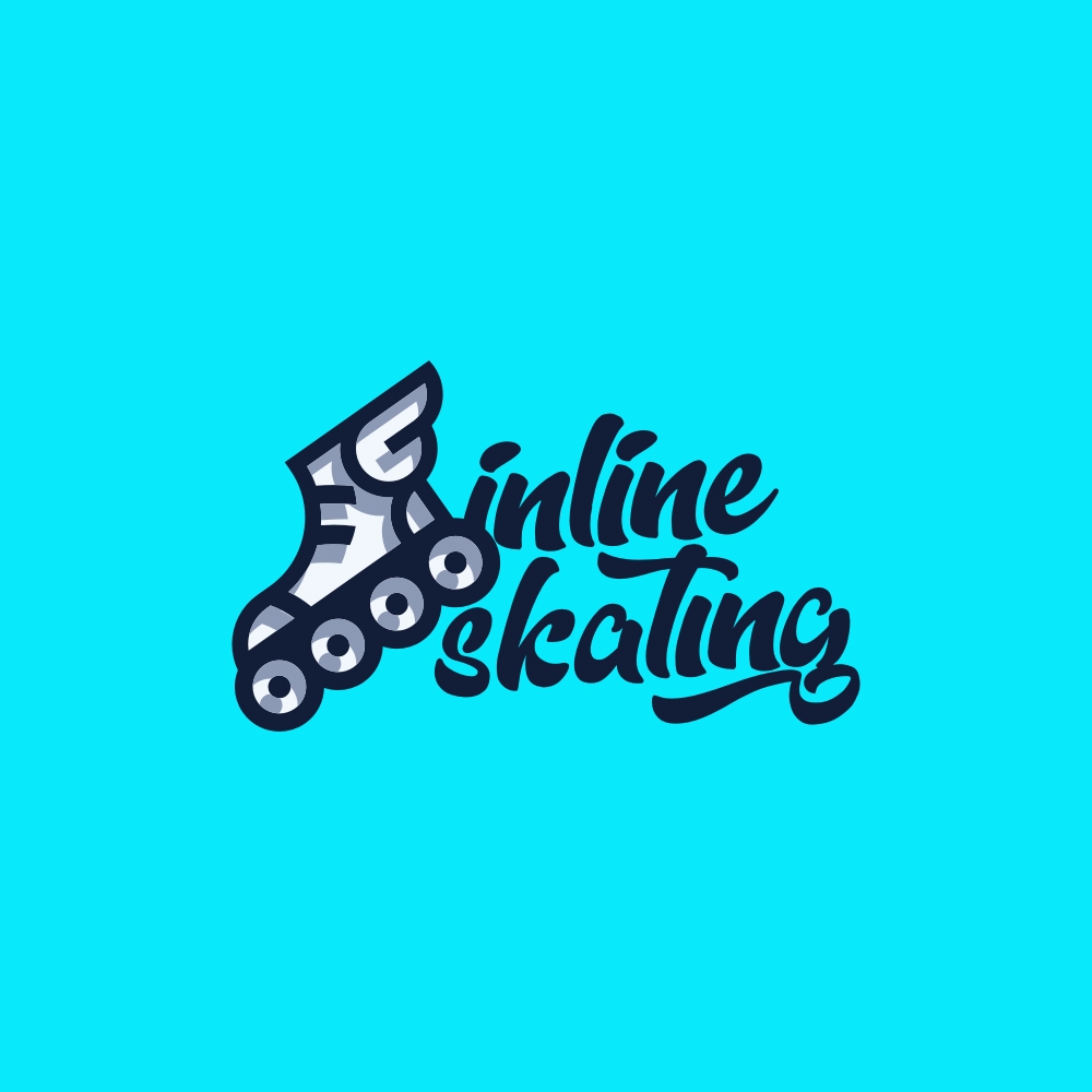 インラインスケート練習場のロゴデザイン、ローラースケートのロゴデザイン