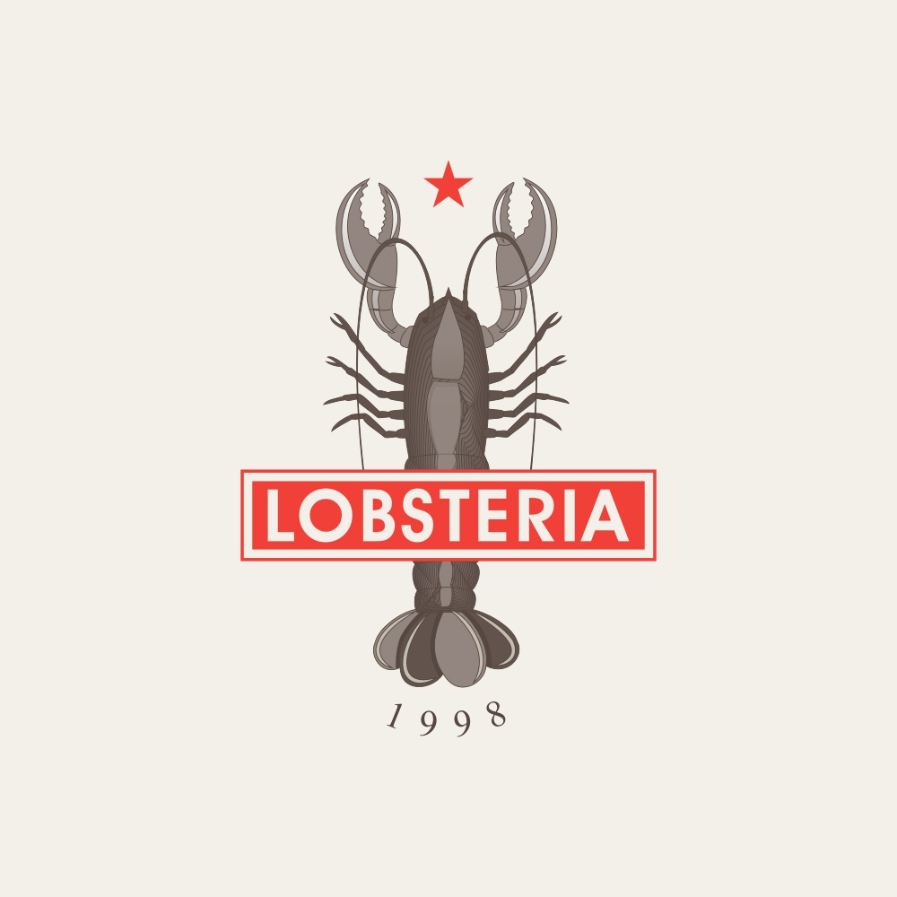 シーフードレストランのロゴデザイン、ロブスターのロゴデザイン