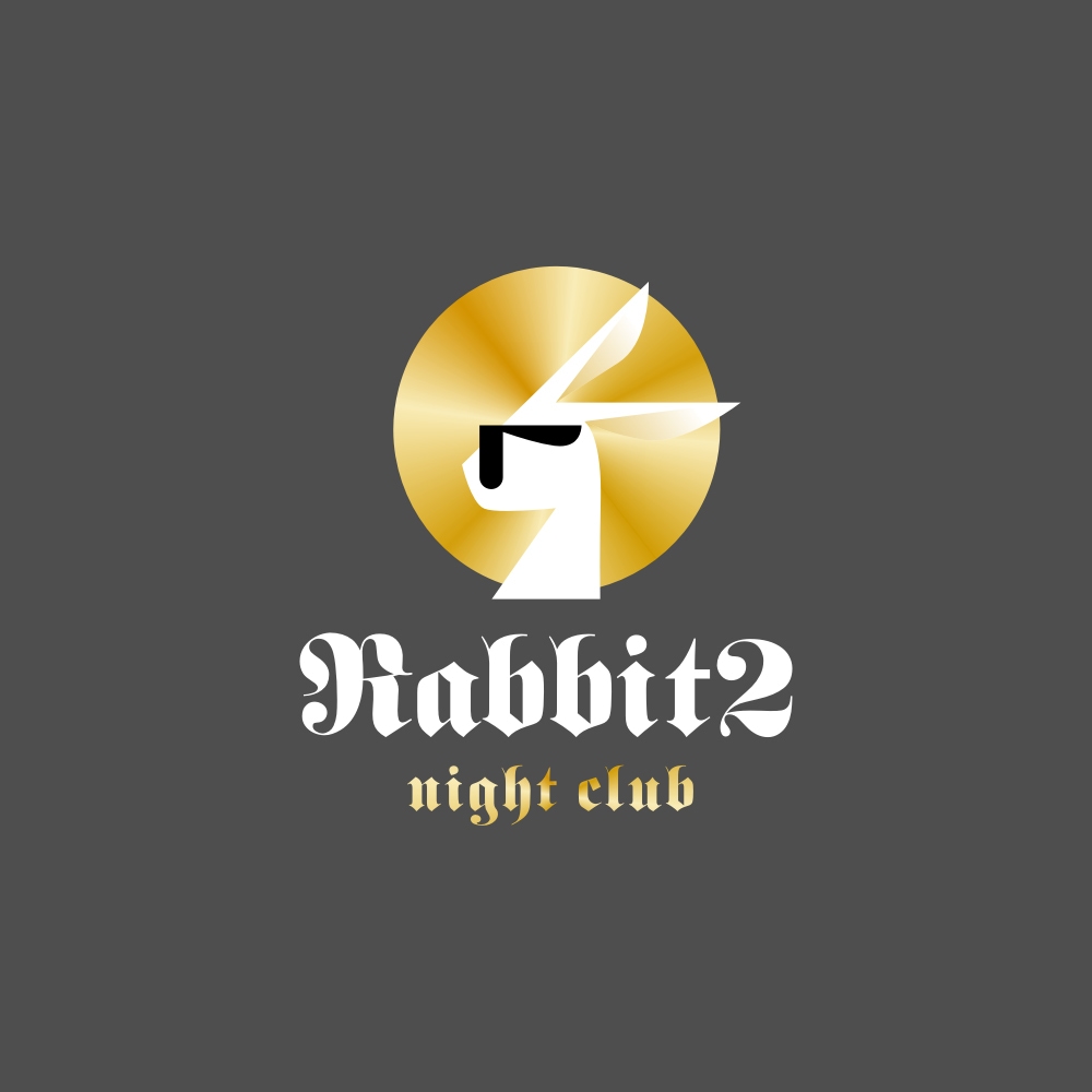 ナイトクラブとミュージックバーのロゴデザイン、豪華なスタイルのウサギのロゴデザイン
