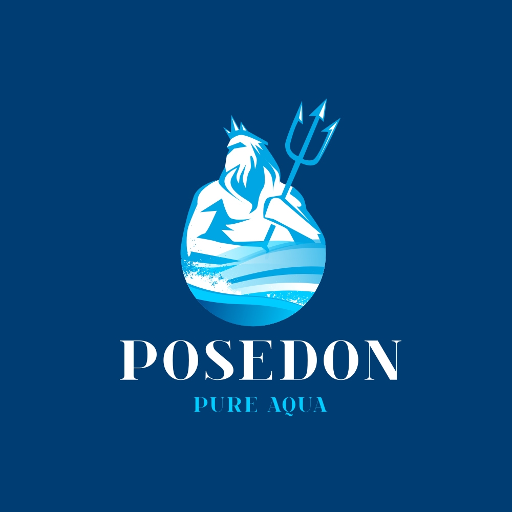 ポセイドンのロゴデザイン、純水のロゴデザイン