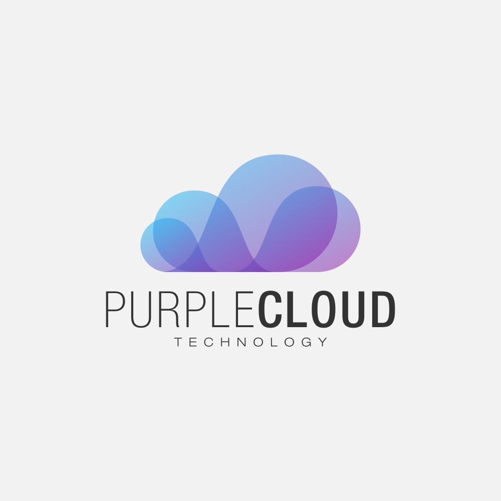 ハイテク企業のロゴデザイン、紫色の雲のロゴデザイン