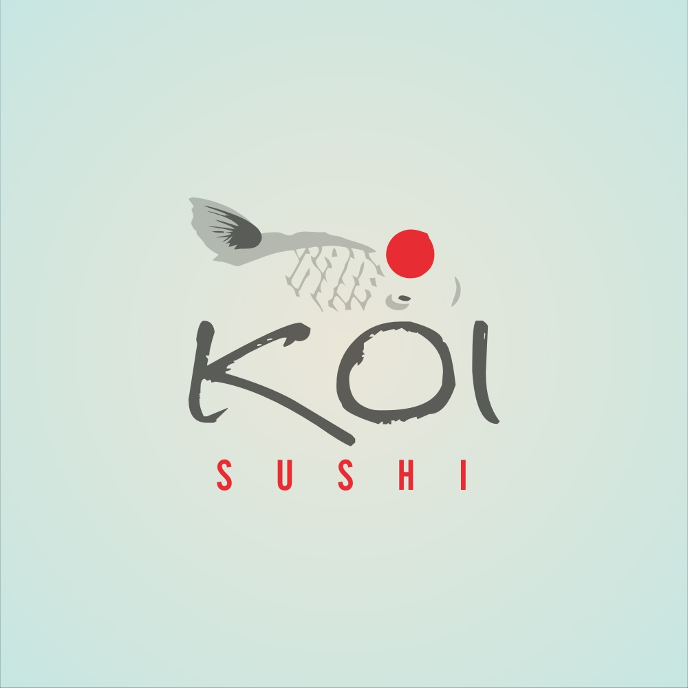 日本の寿司屋のロゴデザイン、鯉のロゴデザイン、和風のロゴデザイン
